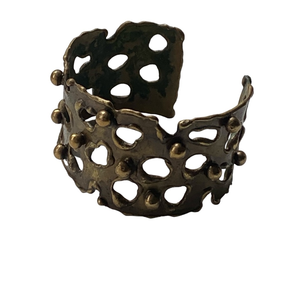 Vintage Brutalist Mid Century Modernist Brass Cuff Woman’s Bracelet Jewelry - Picture 9 of 9